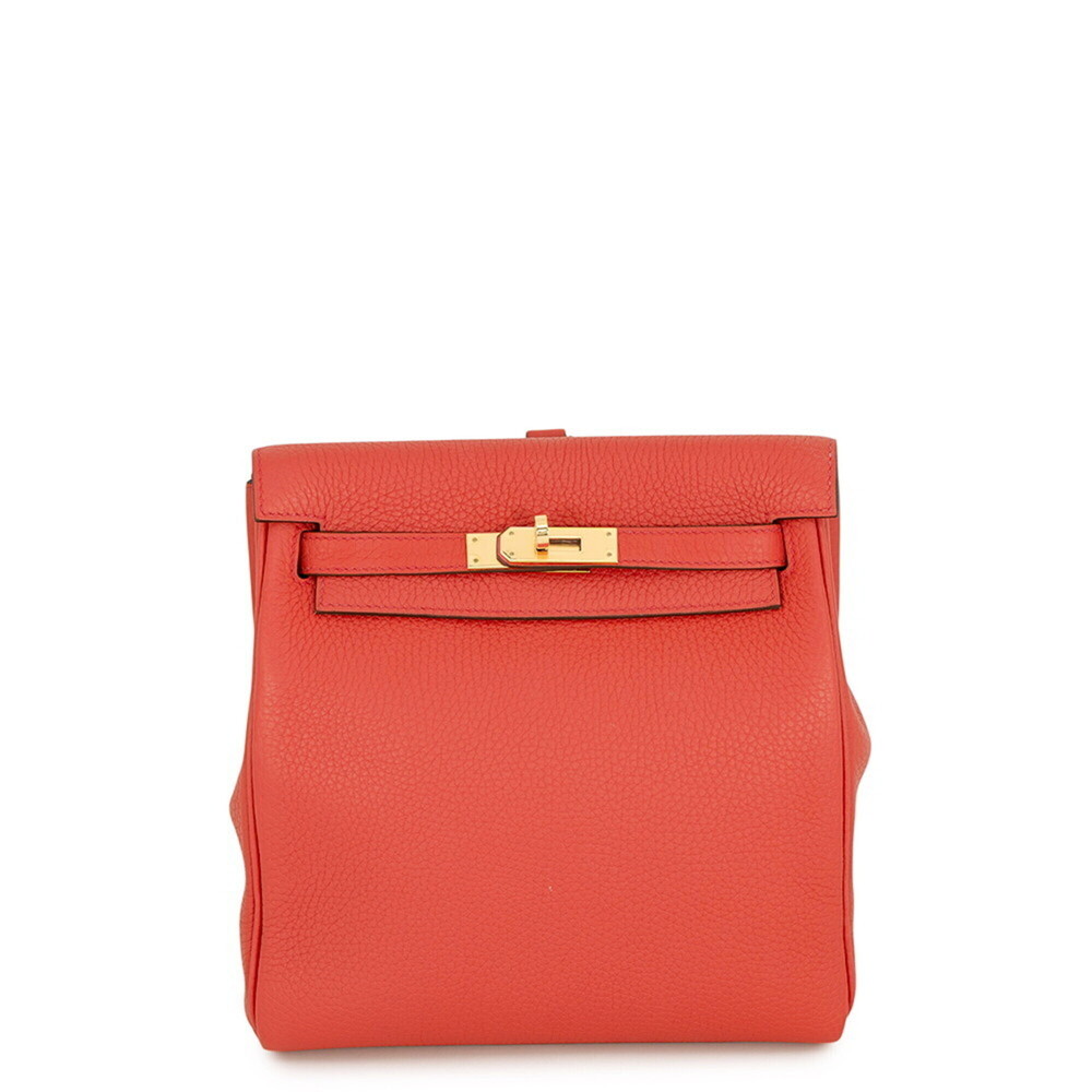 Hermes Kelly Ad PM backpack, Rouge Pivoine Togo leather, D stamp, HERMES hand...